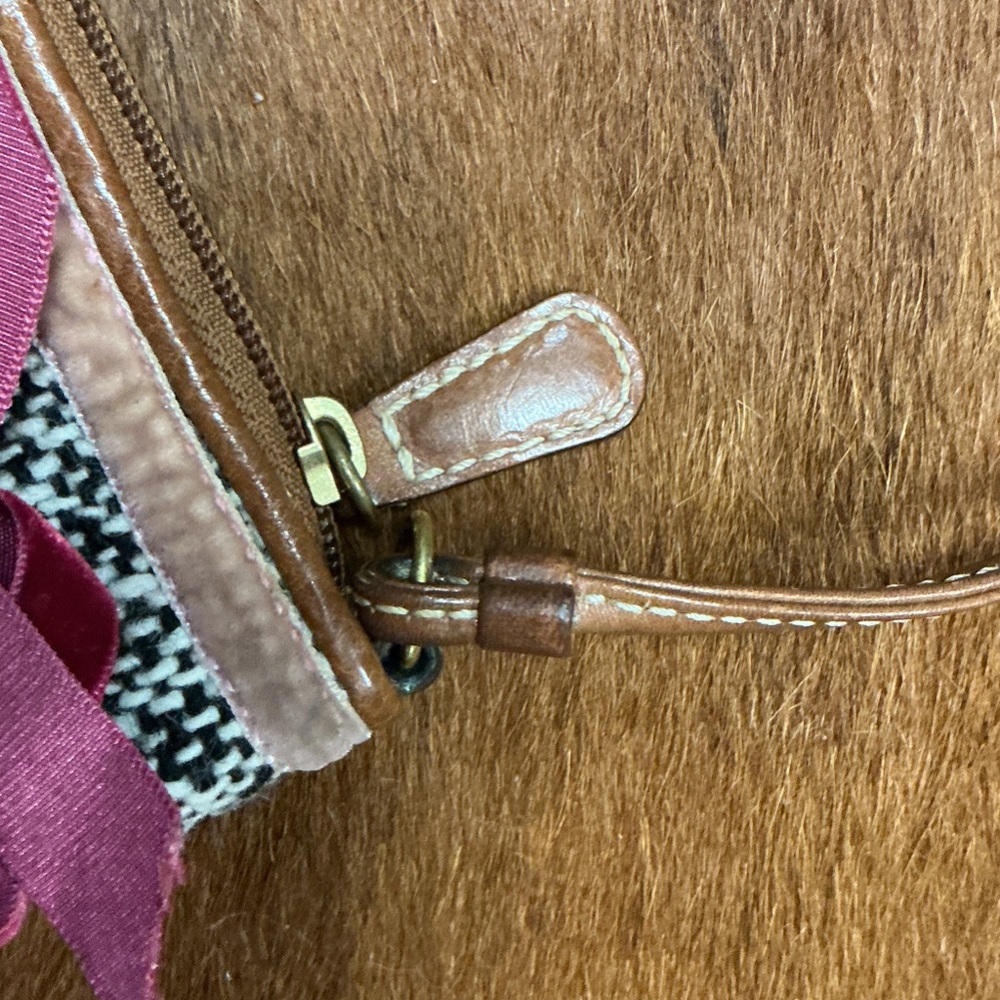 Coach Pink and Brown Wristlet with Bow Accent - Picture 3 of 5